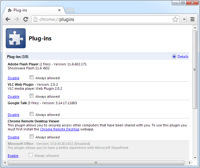 show plugins in chrome for mac